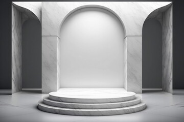 Empty marble podium background. Ai generative