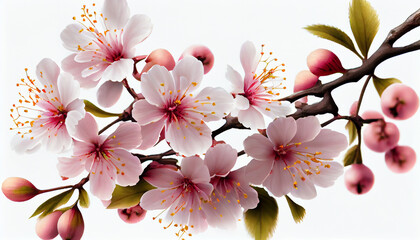 Obraz na płótnie Canvas Cherry blossoms, watercolor style. Generative Ai