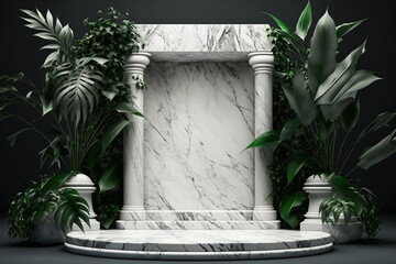 Empty marble podium background. Ai generative