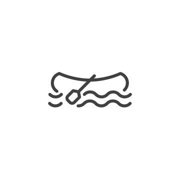 Canoe boat line icon
