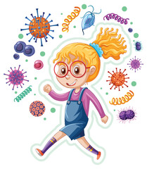A girl surrounded by germs