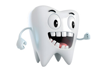 Happy White Tooth character with a smile, Healthy Medical Care,  Isolated png 