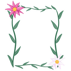 rectangle frame of flowers watercolor 
