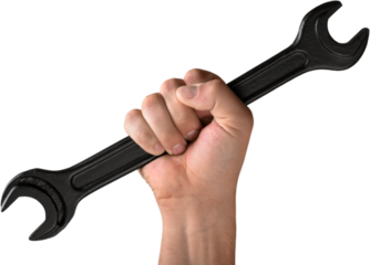 Hand holding a wrench