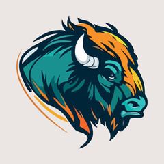 Angry Bull head mascot vector illustration with isolated background