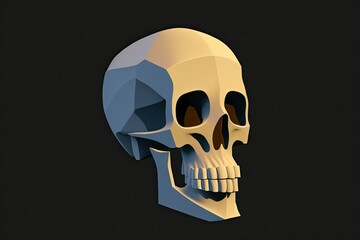 Obraz premium Anatomical Skull of a human being against a solid black background. Ideas related to dying, being scared to death, and living forever. The image is a classic Halloween trope. Generative AI