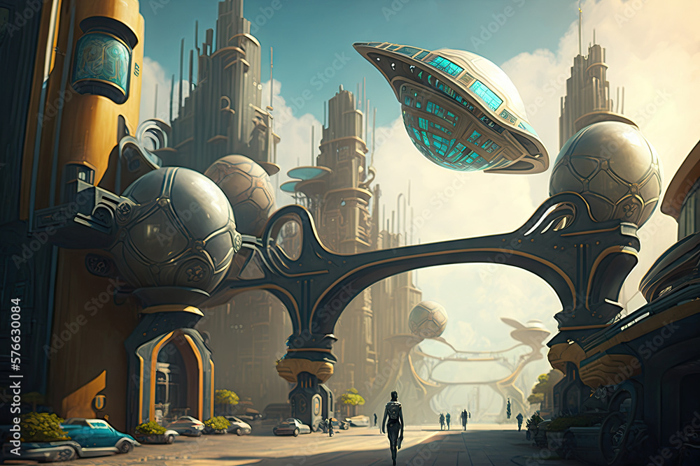 Poster exploring the bionic and boundless city of tomorrow generative ai