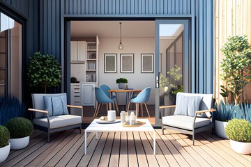 Cozy patio area, generative ai, contemporary interior