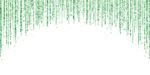 Green arc decoration glitter garland on white background. Vector