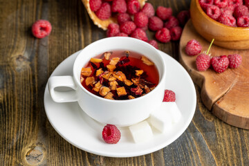 A mug of red tea on the table