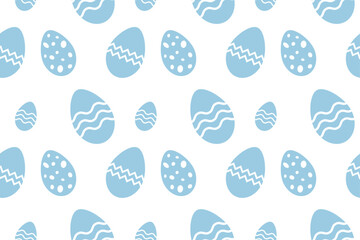 Easter pattern on a white background in pastel colors. Vector seamless Easter pattern with eggs. Vector EPS 10