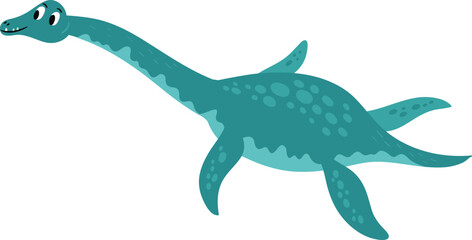 Plesiosaurus, aquatic dinosaur. Vector character - 576631641
