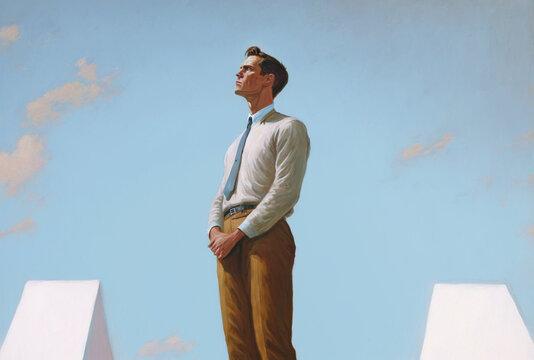 worried businessman looking up at the sky