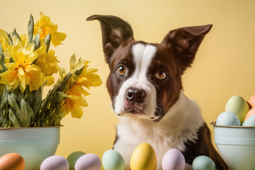 easter puppie with eggs.