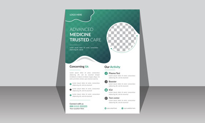 Medical flyer design. Set of medical brochure, flyer design templates in A4 size. Vector illustrations for medical, healthcare, pharmacy presentation, document cover and layout template 