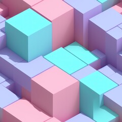 Obraz premium Abstract 3D isometric cube pattern background with a pastel color palette, generative ai