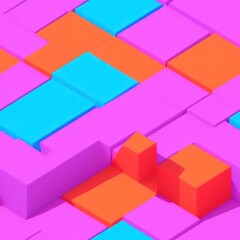 Obraz premium Abstract 3D isometric cube pattern background with a pastel color palette, generative ai
