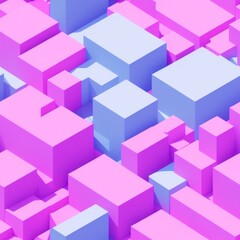 Fototapeta na wymiar Abstract 3D isometric cube pattern background with a pastel color palette, generative ai