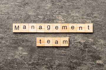 management team word written on wood block. management team text on cement table for your desing, concept