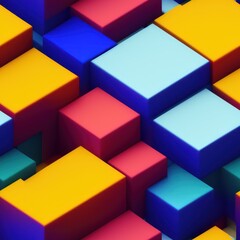 Obraz premium Abstract 3D isometric cube pattern background with a pastel color palette, generative ai