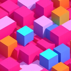 Obraz premium Abstract 3D isometric cube pattern background with a pastel color palette, generative ai