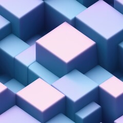 Obraz premium Abstract 3D isometric cube pattern background with a pastel color palette, generative ai