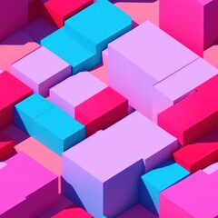 Obraz premium Abstract 3D isometric cube pattern background with a pastel color palette, generative ai