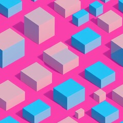 Obraz premium Abstract 3D isometric cube pattern background with a pastel color palette, generative ai