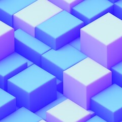 Obraz premium Abstract 3D isometric cube pattern background with a pastel color palette, generative ai