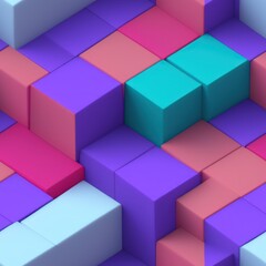 Obraz premium Abstract 3D isometric cube pattern background with a pastel color palette, generative ai