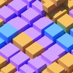 Obraz premium Abstract 3D isometric cube pattern background with a pastel color palette, generative ai
