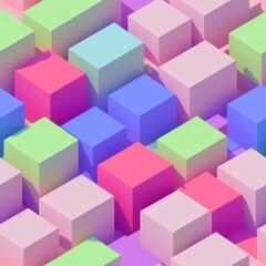 Obraz premium Abstract 3D isometric cube pattern background with a pastel color palette, generative ai