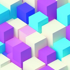 Abstract 3D isometric cube pattern background with a pastel color palette, generative ai