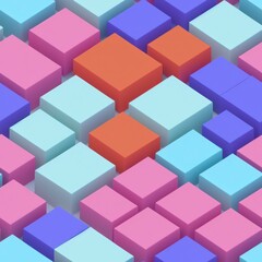Obraz premium Abstract 3D isometric cube pattern background with a pastel color palette, generative ai