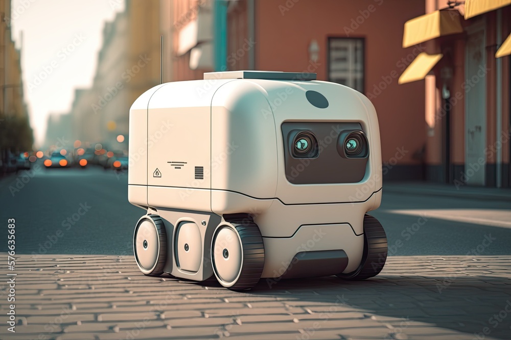 Poster an autonomous delivery robot in tallinn, estonia. estonian firm working on self driving package deli