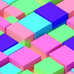Obraz premium Abstract 3D isometric cube pattern background with a pastel color palette, generative ai