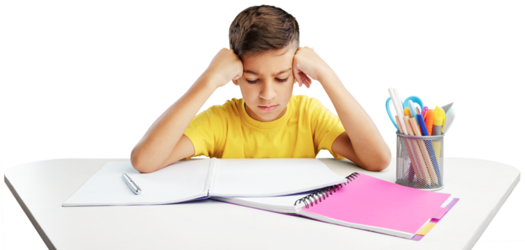 The child learning in school or home. Education concept