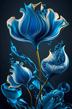 Abstract of blue tulips. Generative AI.