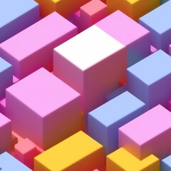 Obraz premium Abstract 3D isometric cube pattern background with a pastel color palette, generative ai