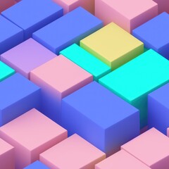 Obraz premium Abstract 3D isometric cube pattern background with a pastel color palette, generative ai