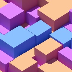 Fototapeta premium Abstract 3D isometric cube pattern background with a pastel color palette, generative ai