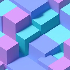 Abstract 3D isometric cube pattern background with a pastel color palette, generative ai