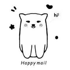 cute wolf vector illustration. happy mail vector art. Stamp Design icon. beautiful hand-drawn animal stamps. For Stamp Design, Laser Engraving, card printing, stickers, and printing.