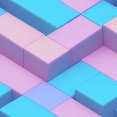 Fototapeta premium Abstract 3D isometric cube pattern background with a pastel color palette, generative ai