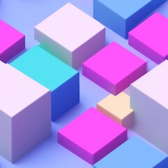 Obraz premium Abstract 3D isometric cube pattern background with a pastel color palette, generative ai