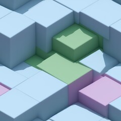 Obraz premium Abstract 3D isometric cube pattern background with a pastel color palette, generative ai