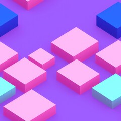 Fototapeta premium Abstract 3D isometric cube pattern background with a pastel color palette, generative ai