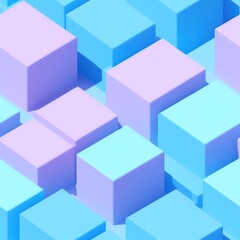Abstract 3D isometric cube pattern background with a pastel color palette, generative ai