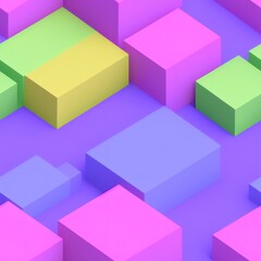 Abstract 3D isometric cube pattern background with a pastel color palette, generative ai