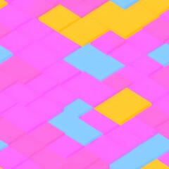Abstract 3D isometric cube pattern background with a pastel color palette, generative ai